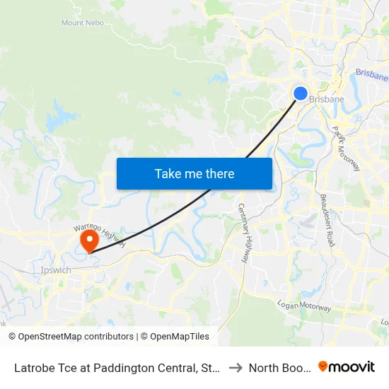 Latrobe Tce at Paddington Central, Stop 10 to North Booval map