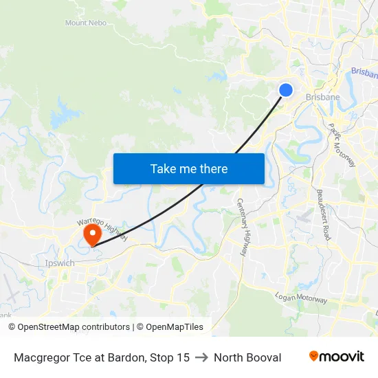 Macgregor Tce at Bardon, Stop 15 to North Booval map