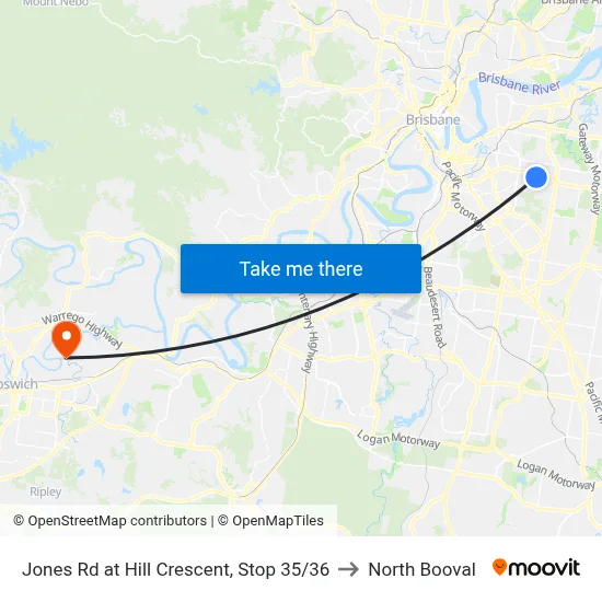 Jones Rd at Hill Crescent, Stop 35/36 to North Booval map