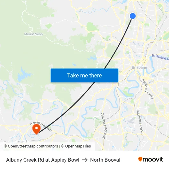 Albany Creek Rd at Aspley Bowl to North Booval map