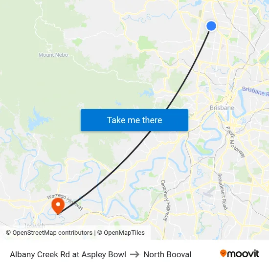Albany Creek Rd at Aspley Bowl to North Booval map