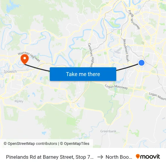 Pinelands Rd at Barney Street, Stop 70/71 to North Booval map