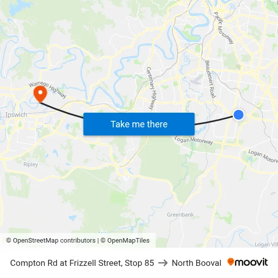 Compton Rd at Frizzell Street, Stop 85 to North Booval map