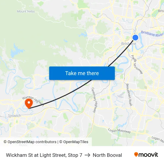 Wickham St at Light Street, Stop 7 to North Booval map
