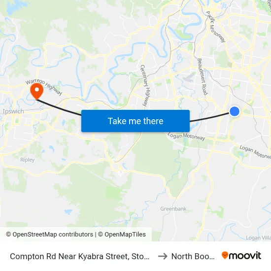 Compton Rd Near Kyabra Street, Stop 86 to North Booval map
