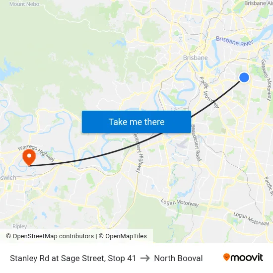 Stanley Rd at Sage Street, Stop 41 to North Booval map