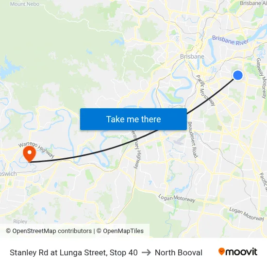 Stanley Rd at Lunga Street, Stop 40 to North Booval map