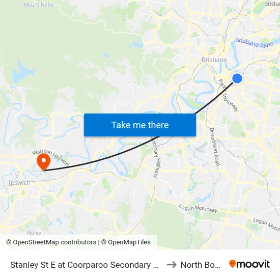 Stanley St E at Coorparoo Secondary College to North Booval map