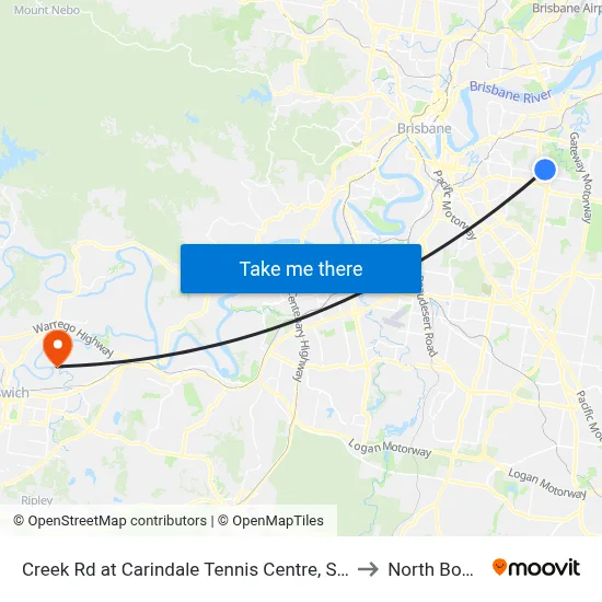 Creek Rd at Carindale Tennis Centre, Stop 46 to North Booval map