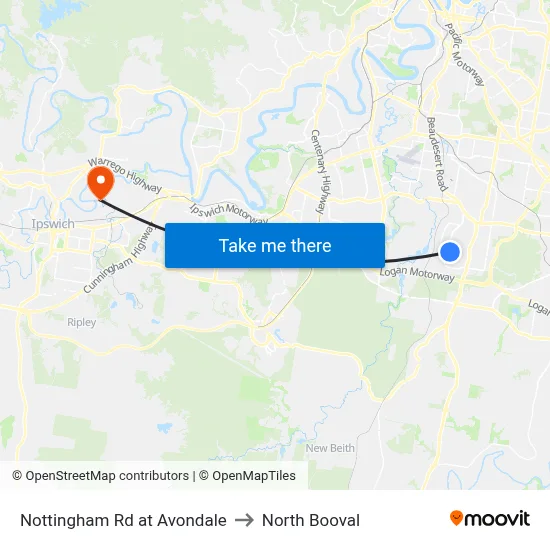 Nottingham Rd at Avondale to North Booval map