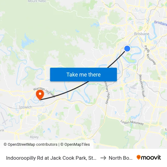 Indooroopilly Rd at Jack Cook Park, Stop 18/19 to North Booval map