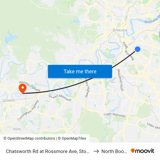 Chatsworth Rd at Rossmore Ave, Stop 32 to North Booval map