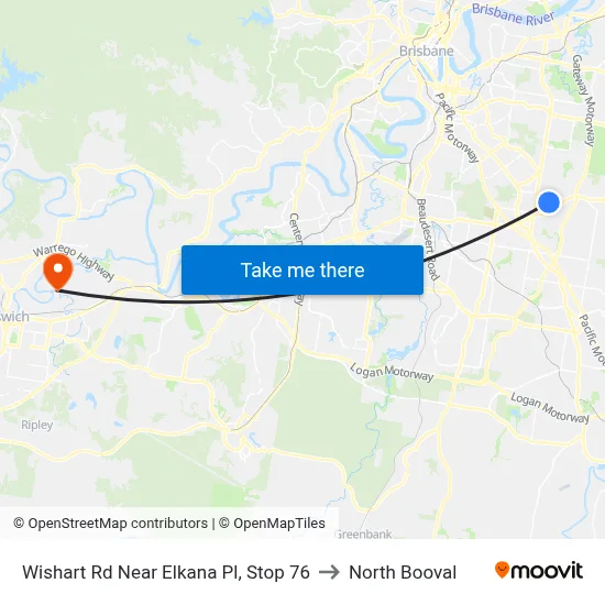 Wishart Rd Near Elkana Pl, Stop 76 to North Booval map