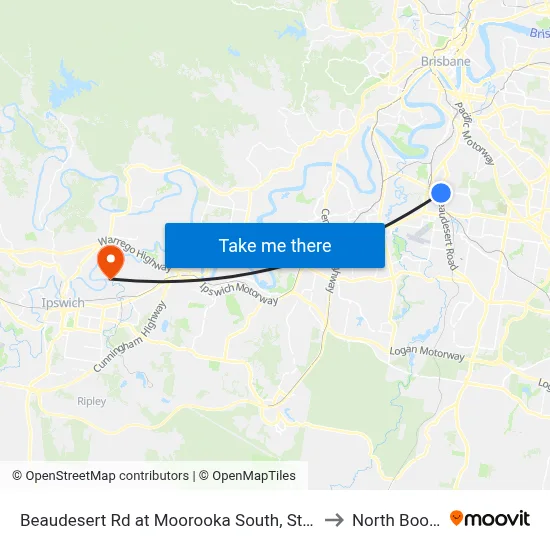 Beaudesert Rd at Moorooka South, Stop 38 to North Booval map
