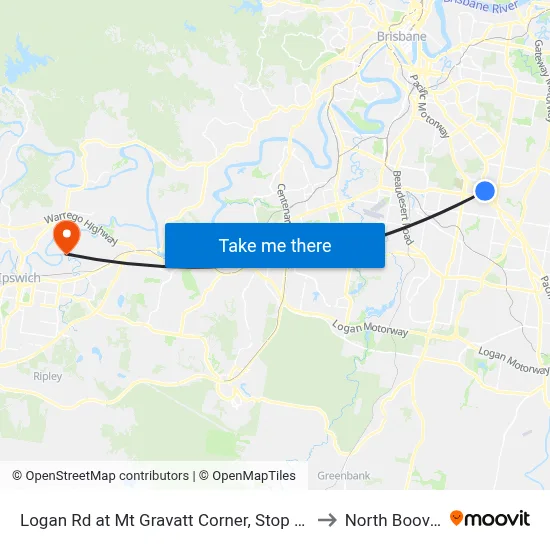 Logan Rd at Mt Gravatt Corner, Stop 44 to North Booval map