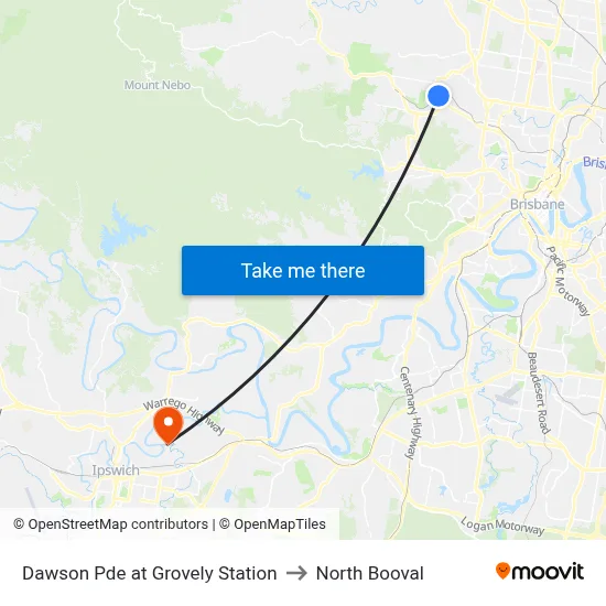 Dawson Pde at Grovely Station to North Booval map