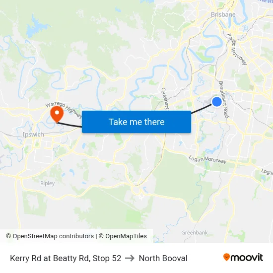 Kerry Rd at Beatty Rd, Stop 52 to North Booval map