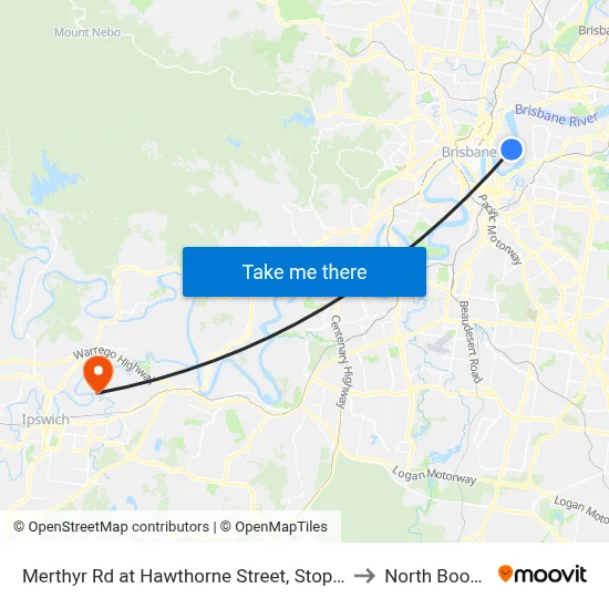 Merthyr Rd at Hawthorne Street, Stop 13 to North Booval map