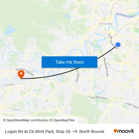 Logan Rd at Cb Mott Park, Stop 26 to North Booval map