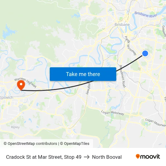 Cradock St at Mar Street, Stop 49 to North Booval map