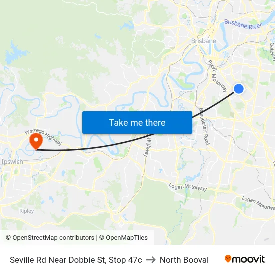 Seville Rd Near Dobbie St, Stop 47c to North Booval map