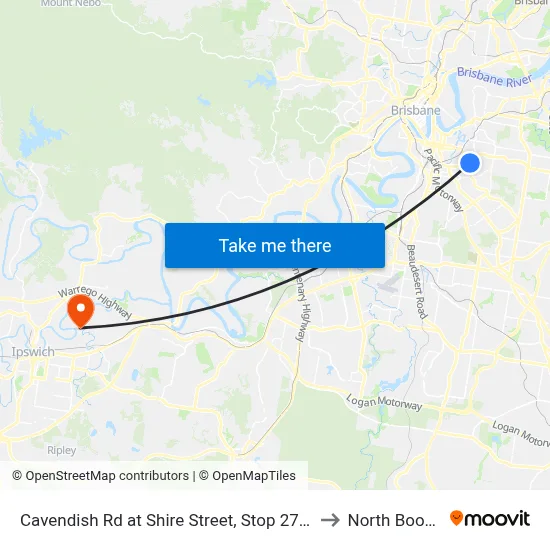 Cavendish Rd at Shire Street, Stop 27/28 to North Booval map