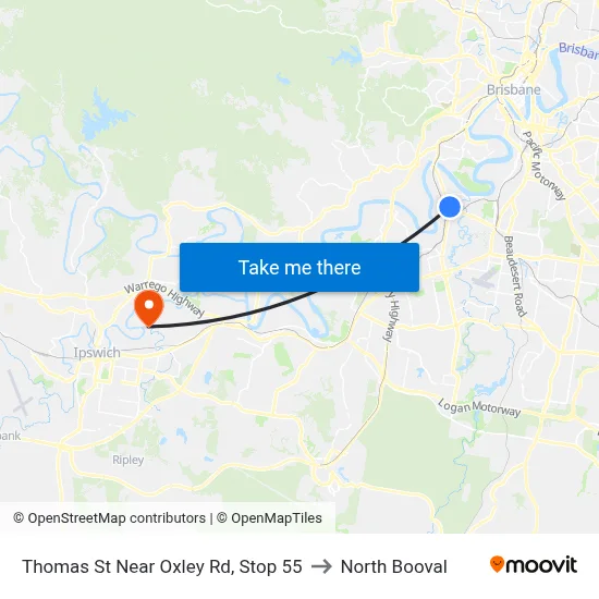 Thomas St Near Oxley Rd, Stop 55 to North Booval map