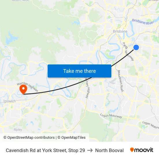 Cavendish Rd at York Street, Stop 29 to North Booval map