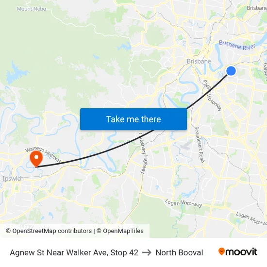 Agnew St Near Walker Ave, Stop 42 to North Booval map
