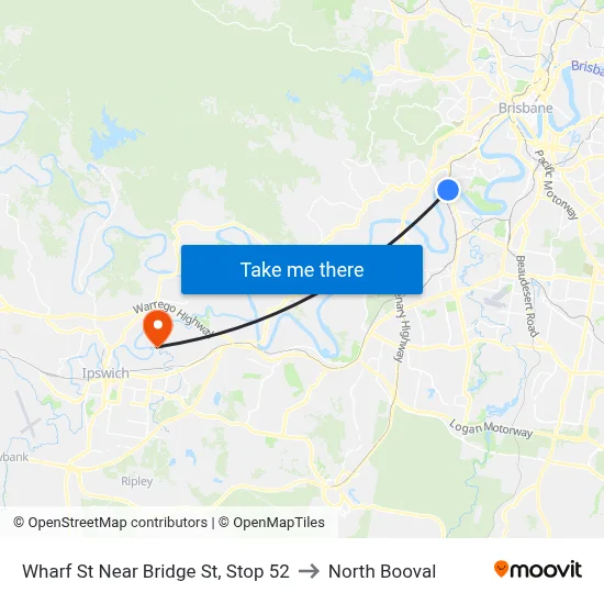 Wharf St Near Bridge St, Stop 52 to North Booval map
