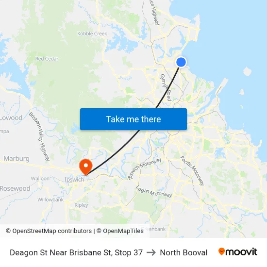 Deagon St Near Brisbane St, Stop 37 to North Booval map