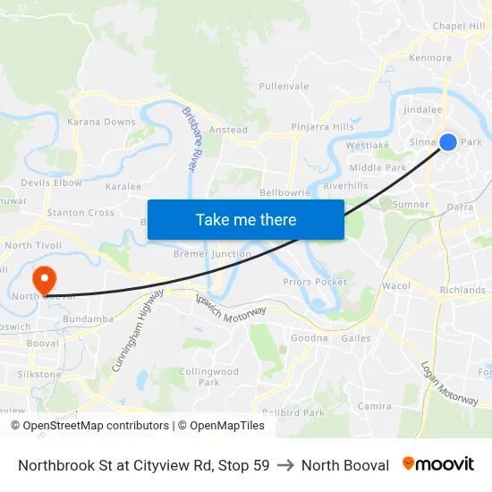 Northbrook St at Cityview Rd, Stop 59 to North Booval map