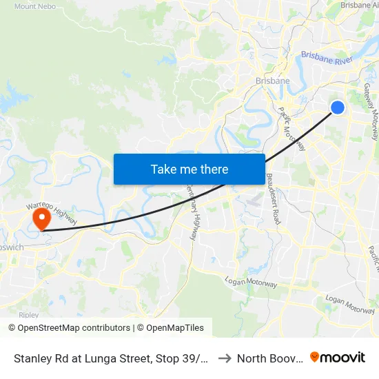 Stanley Rd at Lunga Street, Stop 39/40 to North Booval map
