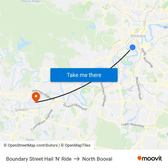 Boundary Street Hail 'N' Ride to North Booval map