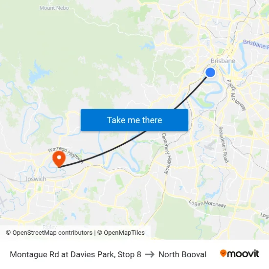Montague Rd at Davies Park, Stop 8 to North Booval map