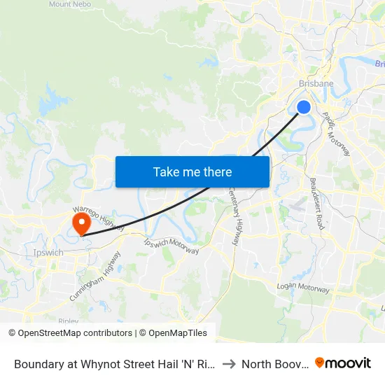 Boundary at Whynot Street Hail 'N' Ride to North Booval map