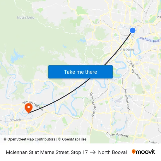 Mclennan St at Marne Street, Stop 17 to North Booval map