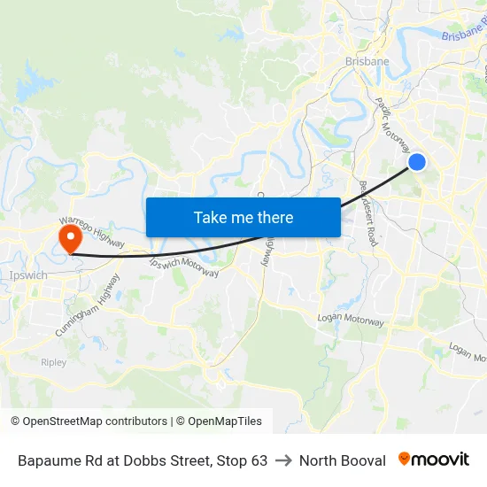 Bapaume Rd at Dobbs Street, Stop 63 to North Booval map