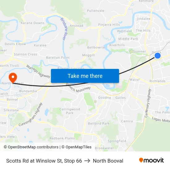 Scotts Rd at Winslow St, Stop 66 to North Booval map