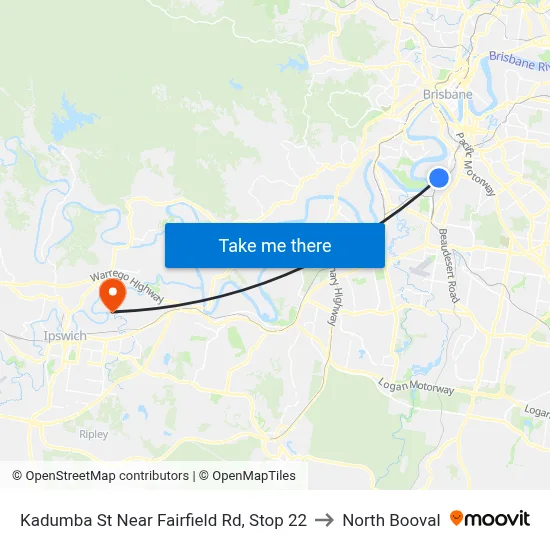 Kadumba St Near Fairfield Rd, Stop 22 to North Booval map