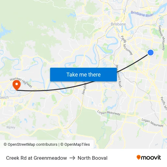 Creek Rd at Greenmeadow to North Booval map