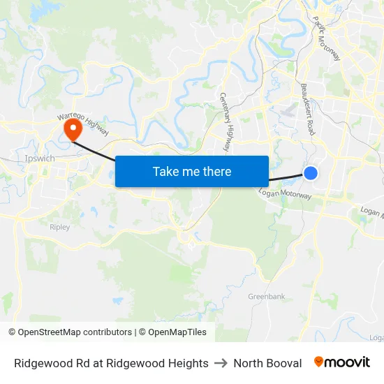 Ridgewood Rd at Ridgewood Heights to North Booval map
