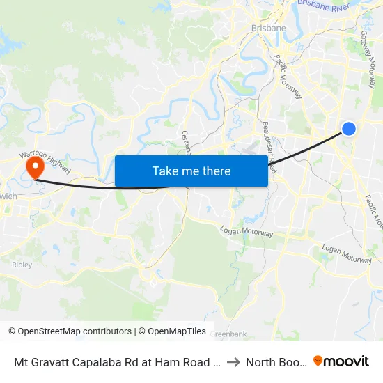 Mt Gravatt Capalaba Rd at Ham Road South to North Booval map