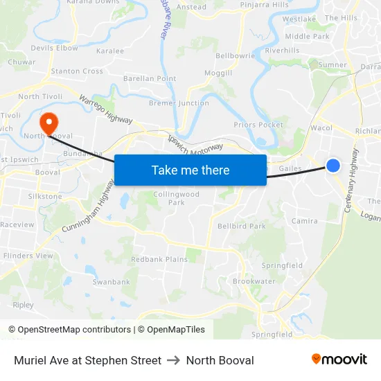 Muriel Ave at Stephen Street to North Booval map
