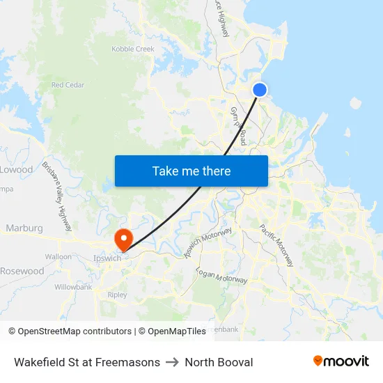 Wakefield St at Freemasons to North Booval map