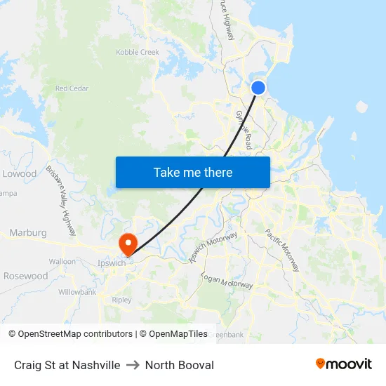 Craig St at Nashville to North Booval map
