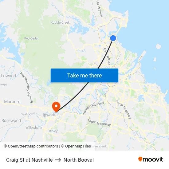 Craig St at Nashville to North Booval map