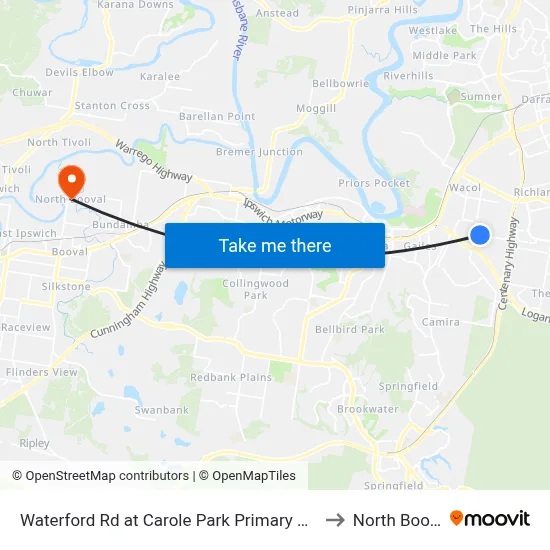 Waterford Rd at Carole Park Primary School to North Booval map