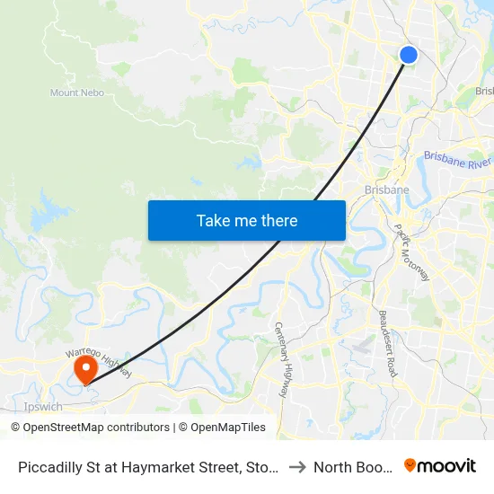 Piccadilly St at Haymarket Street, Stop 48 to North Booval map