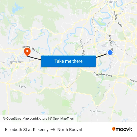 Elizabeth St at Kilkenny to North Booval map